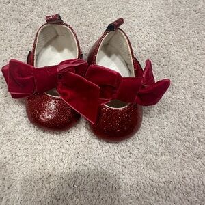 Glittery Red Kids Shoes with Bow